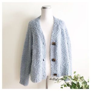 Nwt Hippie Rose Fuzzy Blue Cardigan 
